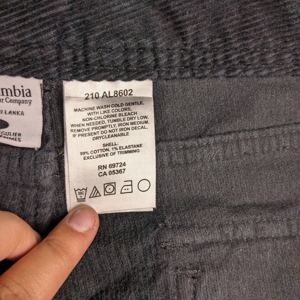 Columbia Pants Womens 12 Black AL8602 Corduroy Straight Leg Outdoor Stretch - Picture 7 of 11